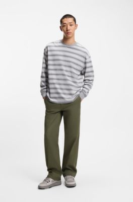 Pantalones regular fit de lona de algod&oacute;n el&aacute;stico, Cal