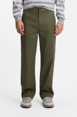 Pantalones regular fit de lona de algod&oacute;n el&aacute;stico, Cal