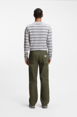 Pantalones regular fit de lona de algod&oacute;n el&aacute;stico, Cal