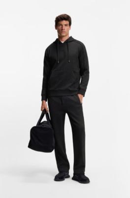 Quilted-jacquard hoodie in a regular fit, Black