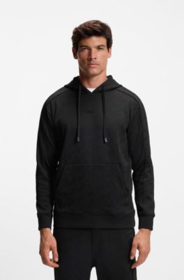 Quilted-jacquard hoodie in a regular fit, Black