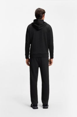 Quilted-jacquard hoodie in a regular fit, Black