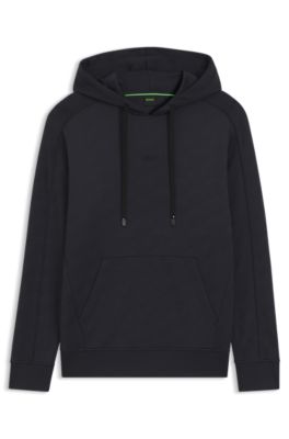 Quilted-jacquard hoodie in a regular fit, Dark Blue