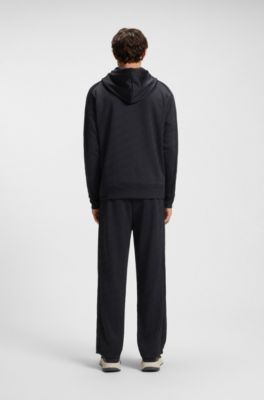 Quilted-jacquard hoodie in a regular fit, Dark Blue
