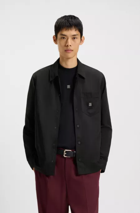 Oversized-fit shirt in water-repellent canvas