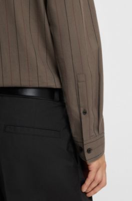 Chemise Relaxed en flanelle de coton bross&eacute;, Marron fonc&eacute;