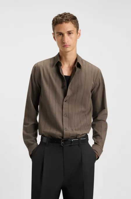 Relaxed-fit shirt in brushed cotton flannel