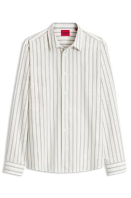 Chemise Relaxed en flanelle de coton bross&eacute;, Blanc