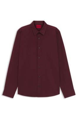 Camisa relaxed fit en franela de algod&oacute;n cepillado, Rojo oscuro