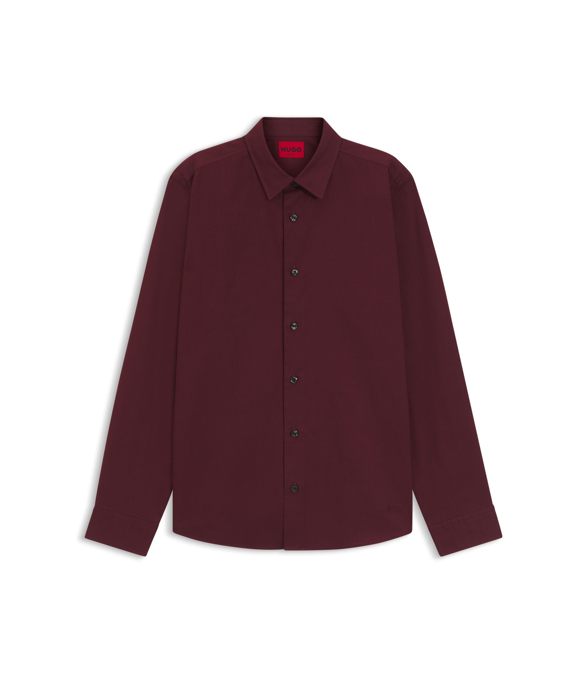 HUGO - Relaxed-fit shirt in brushed cotton flannel - Dark Red