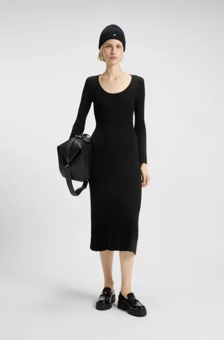 Midi dress with irregular rib