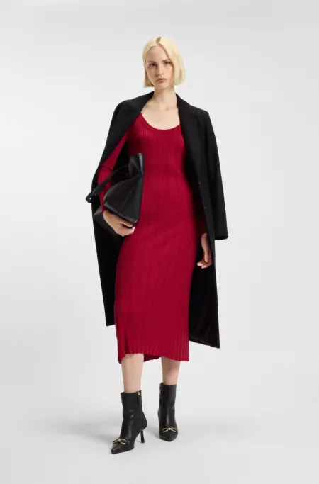 Midi dress with irregular rib