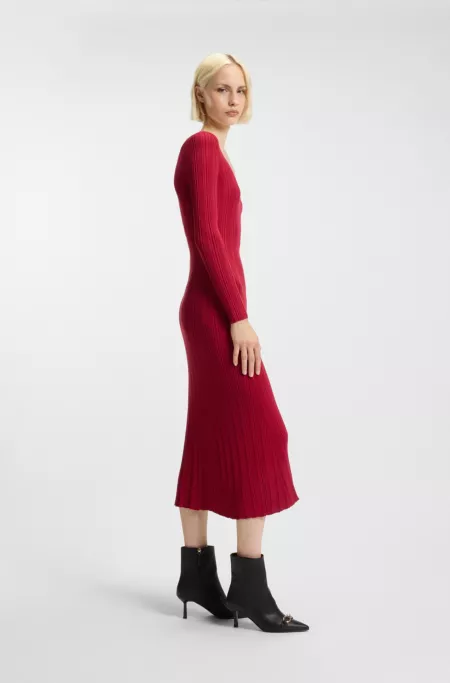 Midi dress with irregular rib