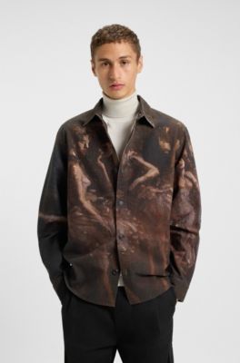 Oversized-fit shirt with ballerina print, Patterned