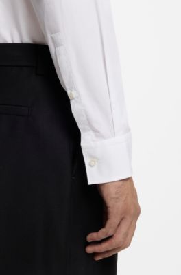 Easy-iron slim-fit shirt in cotton poplin, White