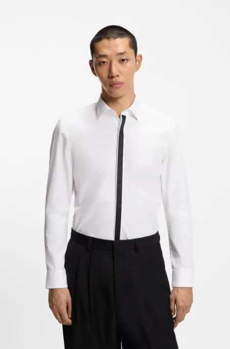 Easy-iron slim-fit shirt in cotton poplin