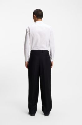 Easy-iron slim-fit shirt in cotton poplin, White