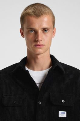 Camisa oversize fit de pana de algod&oacute;n, Negro