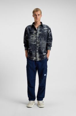 Camisa oversize fit en jacquard denim, Azul