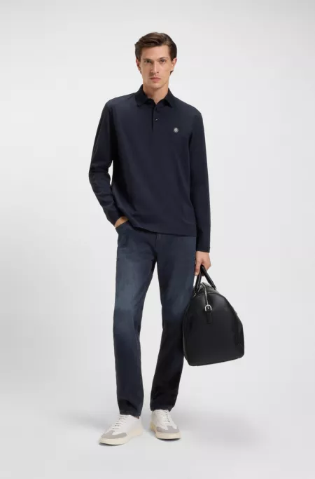 Maine blue regular-fit jeans in knitted denim