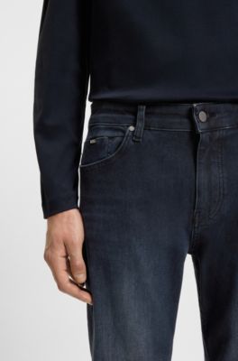 Maine blue regular-fit jeans in knitted denim, Dark Blue