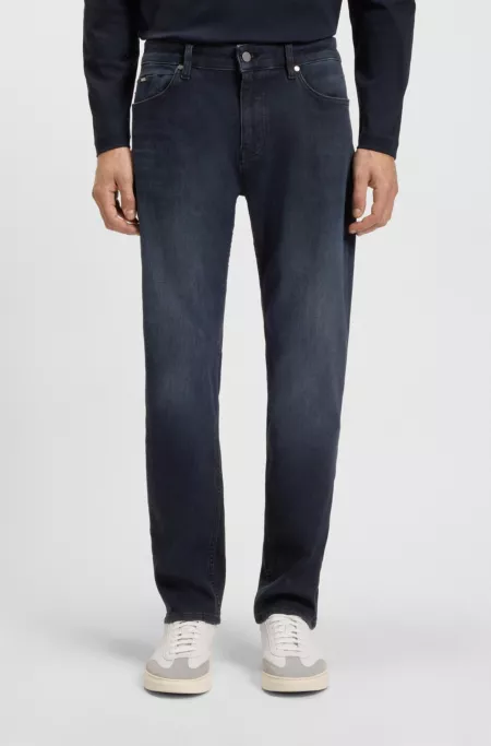 Maine blue regular-fit jeans in knitted denim