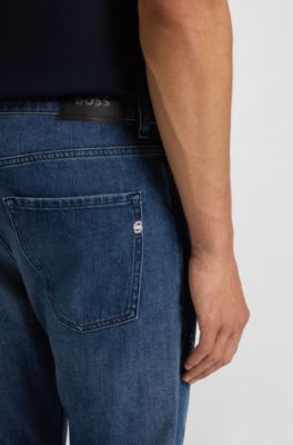 Delaware blue slim-fit jeans in mechanical-stretch denim, Dark Blue