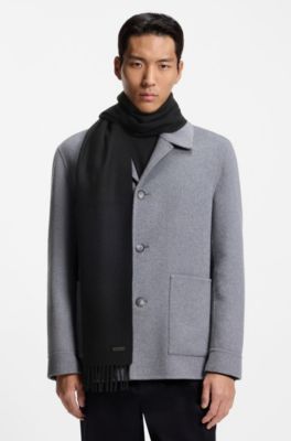 Bufanda de cashmere con flecos retorcidos, Negro