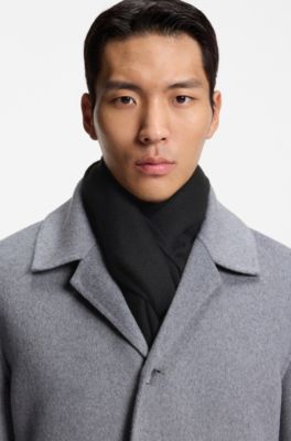 Bufanda de cashmere con flecos retorcidos, Negro