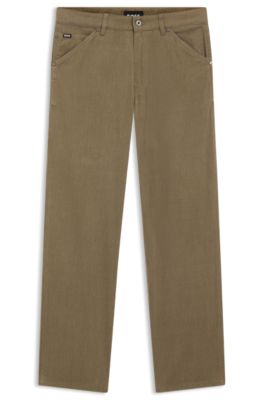Jeans in melange cotton denim, Light Brown