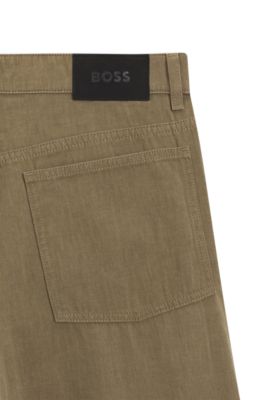 Jeans in melange cotton denim, Light Brown