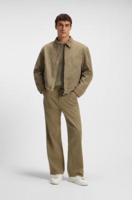 Jeans in melange cotton denim, Light Brown