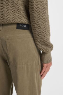 Jeans in melange cotton denim, Light Brown