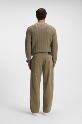 Jeans in melange cotton denim, Light Brown