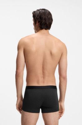 Three-pack of stretch-cotton trunks with logos, Light Grey