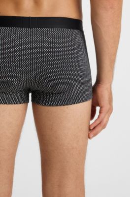 Three-pack of stretch-cotton trunks with logos, Light Beige