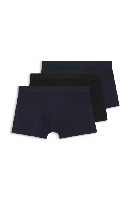 Three-pack of stretch-cotton trunks with logos