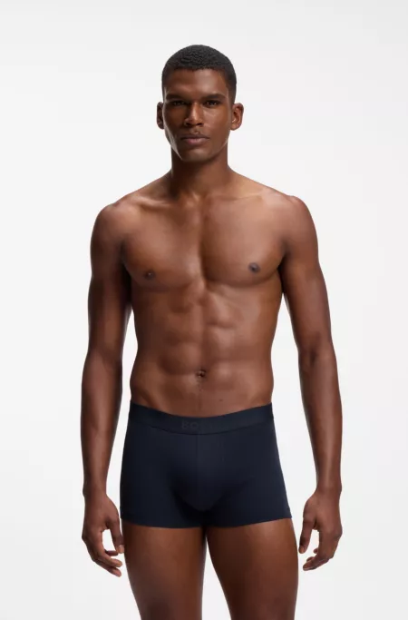 Three-pack of stretch-cotton trunks with logos