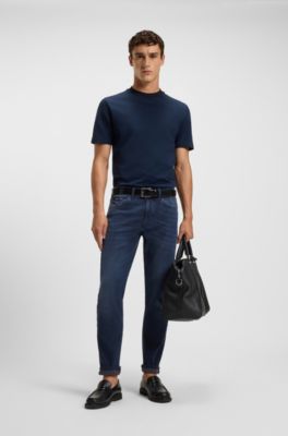 Delaware blue slim-fit jeans in knitted denim, Blue