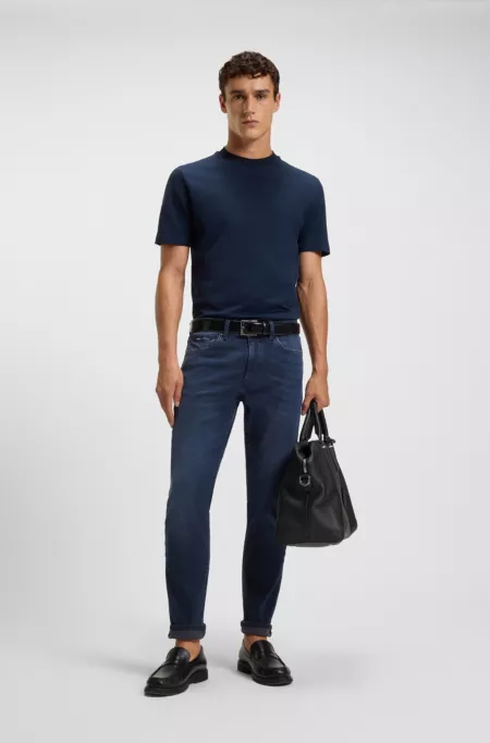 Delaware blue slim-fit jeans in knitted denim