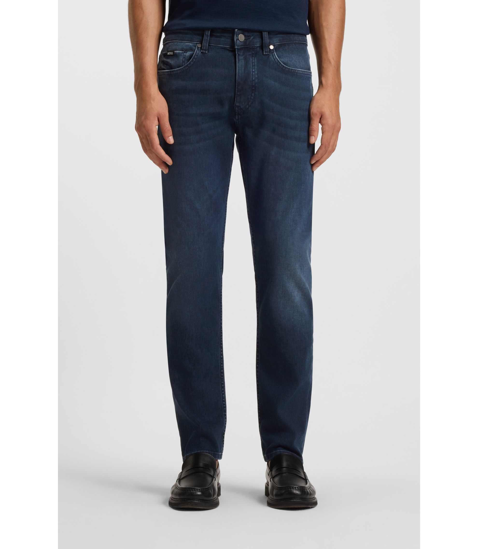 BOSS - Delaware blue slim-fit jeans in knitted denim - Blue