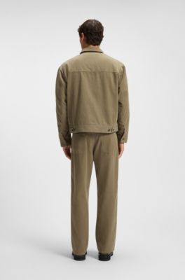 Denim jacket in melange cotton, Light Brown