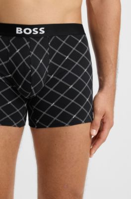 Paquete de tres calzoncillos b&oacute;xer en algod&oacute;n el&aacute;stico, Negro