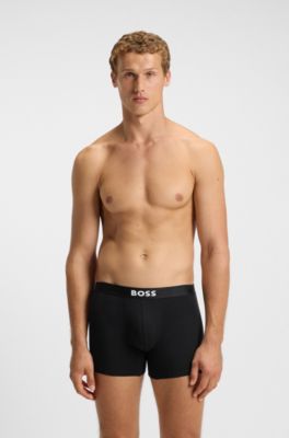 Paquete de tres calzoncillos b&oacute;xer en algod&oacute;n el&aacute;stico, Negro