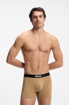 Three-pack of stretch-cotton boxer briefs, Light Beige