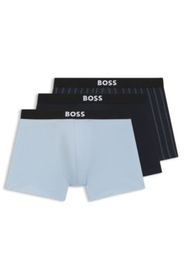 Paquete de tres calzoncillos b&oacute;xer en algod&oacute;n el&aacute;stico, Celeste
