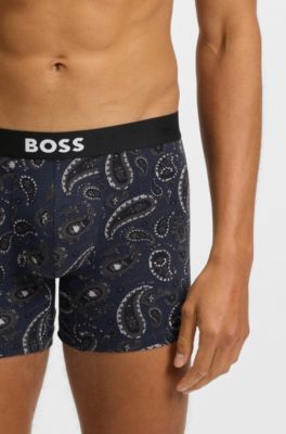 Lot de trois boxers longs en coton stretch, Fantaisie