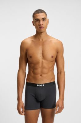Lot de trois boxers longs en coton stretch, Fantaisie