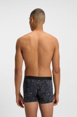 Lot de trois boxers longs en coton stretch, Fantaisie