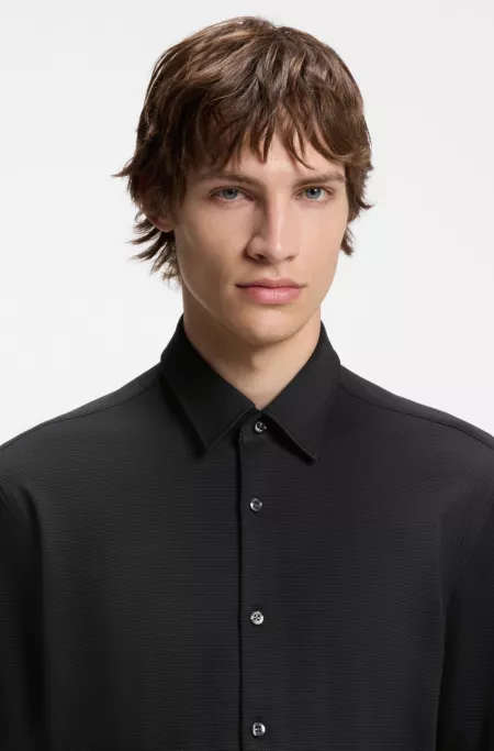 Slim-fit shirt in performance-stretch jacquard